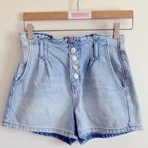 American Eagle High Waisted Y2K Button Fly Paperbag Jean Short 0